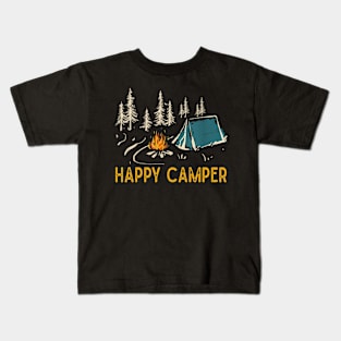 Funny Camping Hiking Lover Present Happy Camper Gifts Women Kids T-Shirt